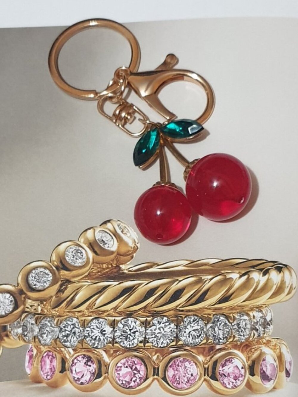 Women Cherries Keyring Key Chain Handbag Charm Casual Formal Accessory Gift